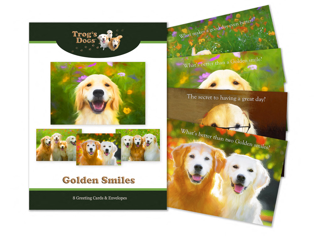 Trog's Dogs Golden Smiles Greeting Cards