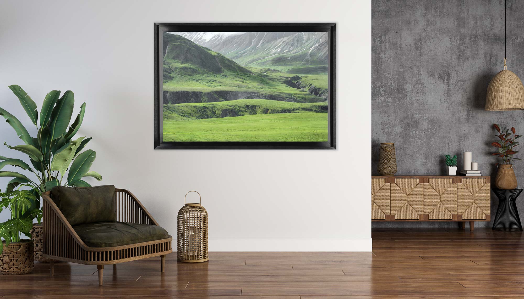 Denali's Beautiful Green Landscape with a grizzly bear