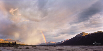 Rainbow over Teklanika river Rainbow over Teklanika river in Denali National Park, Alaska